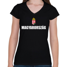 PRINTFASHION Magyarország szurkoló - Női V-nyakú póló - Fekete
