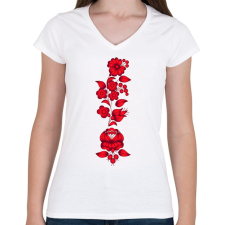 PRINTFASHION Magyaros minta8 - Női V-nyakú póló - Fehér női póló