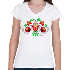 PRINTFASHION Magyaros - Női V-nyakú póló - Fehér