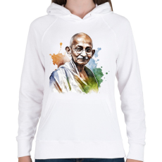 PRINTFASHION Mahatma Gandhi - Női kapucnis pulóver - Fehér