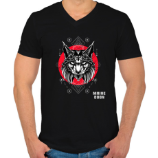 PRINTFASHION Maine Coon - Férfi V-nyakú póló - Fekete