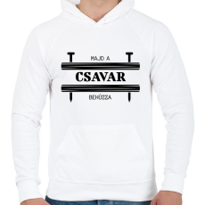 PRINTFASHION Majd a csavar behúzza - Férfi kapucnis pulóver - Fehér