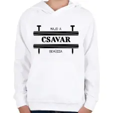 PRINTFASHION Majd a csavar behúzza - Gyerek kapucnis pulóver - Fehér gyerek pulóver, kardigán