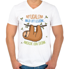 PRINTFASHION Majd ott leszünk - Férfi V-nyakú póló - Fehér férfi póló