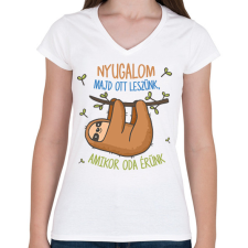 PRINTFASHION Majd ott leszünk - Női V-nyakú póló - Fehér női póló