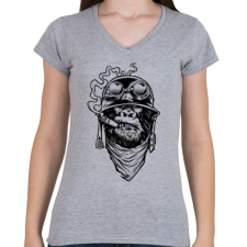 PRINTFASHION Majmok kora - Női V-nyakú póló - Sport szürke női póló