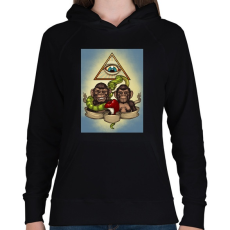 PRINTFASHION Majmok - Női kapucnis pulóver - Fekete