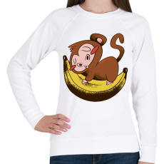 PRINTFASHION Majom banánon - Női pulóver - Fehér