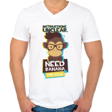 PRINTFASHION Majom - banánt akar - Férfi V-nyakú póló - Fehér férfi póló