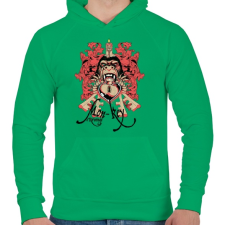PRINTFASHION Majom bosszú - Férfi kapucnis pulóver - Zöld férfi pulóver, kardigán