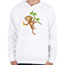 PRINTFASHION majom - Gyerek kapucnis pulóver - Fehér