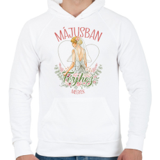 PRINTFASHION Májusban férjhez megyek - Férfi kapucnis pulóver - Fehér