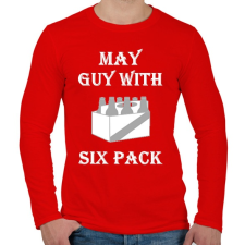 PRINTFASHION Májusban született kockás hasú 2 - Férfi hosszú ujjú póló - Piros férfi póló