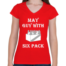 PRINTFASHION Májusban született kockás hasú 2 - Női V-nyakú póló - Piros női póló