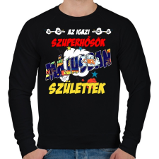 PRINTFASHION Májusban született szuperhős - Férfi pulóver - Fekete férfi pulóver, kardigán