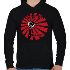 PRINTFASHION Make Coffee Not War - Férfi kapucnis pulóver - Fekete férfi pulóver, kardigán