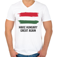PRINTFASHION MAKE HUNGARY - Férfi V-nyakú póló - Fehér férfi póló