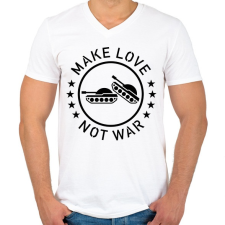 PRINTFASHION Make love, not war - Férfi V-nyakú póló - Fehér férfi póló