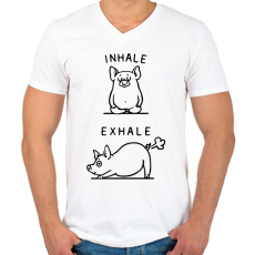 PRINTFASHION Malac jóga - Férfi V-nyakú póló - Fehér