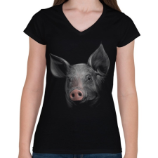 PRINTFASHION Malac portré - Női V-nyakú póló - Fekete női póló