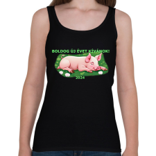 PRINTFASHION malacka szöveggel - Női atléta - Fekete női trikó