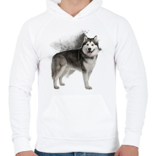 PRINTFASHION Malamut - Férfi kapucnis pulóver - Fehér férfi pulóver, kardigán