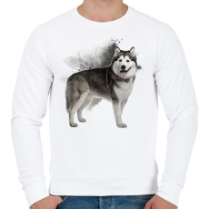 PRINTFASHION Malamut - Férfi pulóver - Fehér