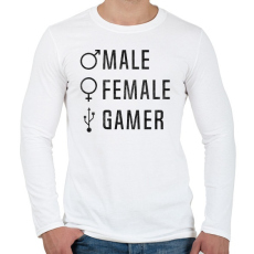 PRINTFASHION Male-Female-Gamer - Férfi hosszú ujjú póló - Fehér
