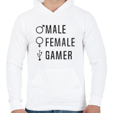 PRINTFASHION Male-Female-Gamer - Férfi kapucnis pulóver - Fehér