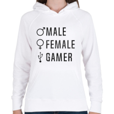 PRINTFASHION Male-Female-Gamer - Női kapucnis pulóver - Fehér női pulóver, kardigán