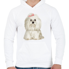 PRINTFASHION Máltai selyemkutyás póló - Férfi kapucnis pulóver - Fehér