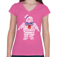 PRINTFASHION Mályvacukor ember - Női V-nyakú póló - Rózsaszín