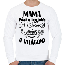 PRINTFASHION Mama főzi a legjobb húslevest a világon! - Férfi pulóver - Fehér
