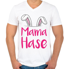 PRINTFASHION Mama Hase - Férfi V-nyakú póló - Fehér