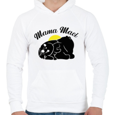 PRINTFASHION Mama maci  - Férfi kapucnis pulóver - Fehér férfi pulóver, kardigán