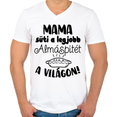 PRINTFASHION Mama süti a legjobb almáspitét a világon! - Férfi V-nyakú póló - Fehér