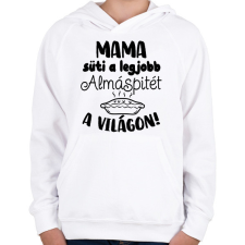 PRINTFASHION Mama süti a legjobb almáspitét a világon! - Gyerek kapucnis pulóver - Fehér gyerek pulóver, kardigán