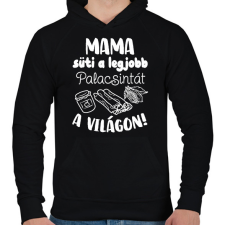 PRINTFASHION Mama süti a legjobb palacsintát a világon! - Férfi kapucnis pulóver - Fekete férfi pulóver, kardigán
