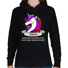 PRINTFASHION Mama unikornis - Női kapucnis pulóver - Fekete
