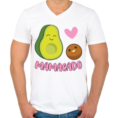 PRINTFASHION Mamacado - Férfi V-nyakú póló - Fehér