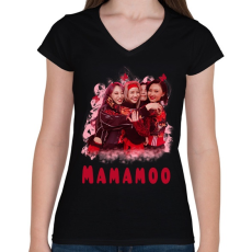 PRINTFASHION Mamamoo - Női V-nyakú póló - Fekete