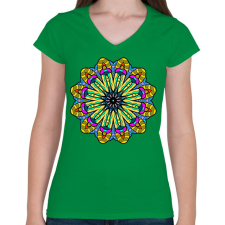PRINTFASHION Mandala2 - Női V-nyakú póló - Zöld női póló