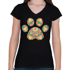 PRINTFASHION Mandala mancs - Női V-nyakú póló - Fekete