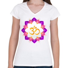 PRINTFASHION Mandala - Női V-nyakú póló - Fehér női póló