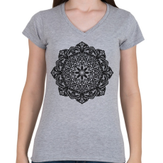 PRINTFASHION Mandala - Női V-nyakú póló - Sport szürke