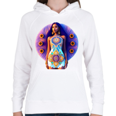 PRINTFASHION Mandala ruhás lány - Női kapucnis pulóver - Fehér