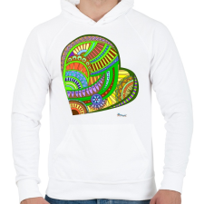 PRINTFASHION Mandala szív - Férfi kapucnis pulóver - Fehér férfi pulóver, kardigán
