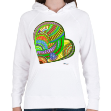 PRINTFASHION Mandala szív - Női kapucnis pulóver - Fehér