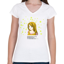 PRINTFASHION manga2 - Női V-nyakú póló - Fehér női póló