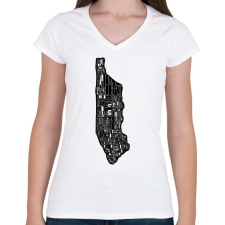 PRINTFASHION Manhattan - Női V-nyakú póló - Fehér női póló